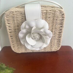 Like Dreams - White  Rosie Straw Small Crossbody Bag